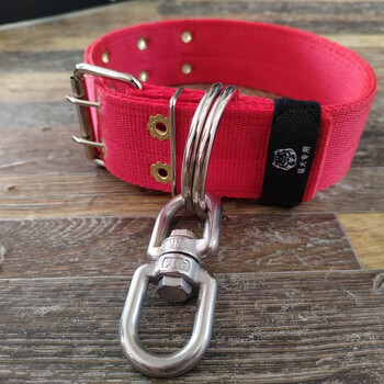 Oimg double row thickened neck collar pet collar large dog collar dog leash stainless steel 8-shaped swivel ring anti-neck strong red ordinary style total length 65 cm suitable for 30 to 70 pounds