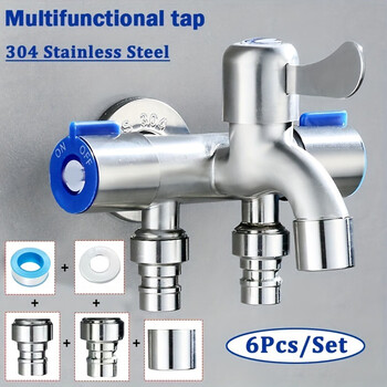 304 stainless steel one in three out three control multi-function washing machine faucet water diversion valve multi-head one to three one in three out 304 faucet net nozzle + washing machine + wash