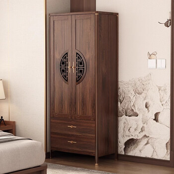 Zhixinmu wangxin chinese solid wood wardrobe home bedroom small apartment with storage and drawers large wardrobe storage locker 80cm long double door double drawer