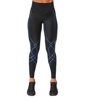 Cw-x women's stabilyx 2.0 joint support compression tights black/sky blue x-large