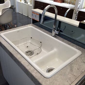 Kohler k-6625-0 anton above and below counter cast iron kitchen sink sink 838476mm k-6625-0+8818+8851 kitchen basin + drain