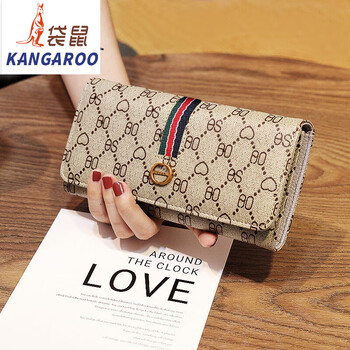 Kangaroo long wallet for women 2025 chinese valentine's day high-end exquisite card holder wallet two-in-one female high-value and beautiful appearance