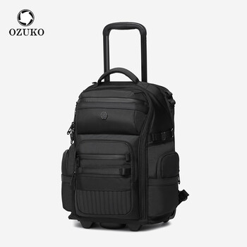 Jian neng (ozuko) trolley bag men's travel bag extra large capacity backpack business travel trolley suitcase silent wheel boarding bag black large 14-15 inch computer (selected by 80% of customers)