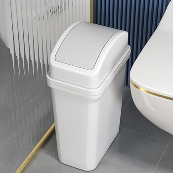 Feida sanhe trash can bathroom swing lid with cover household toilet living room large capacity slit narrow slit flip cover trash can paper basket white gray swing lid 10l + 40 garbage bags
