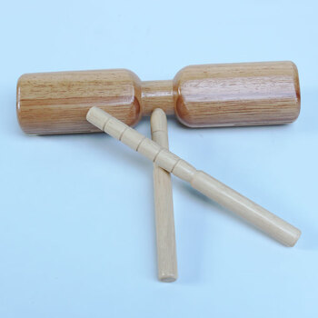 Orff large oak red double-bang tube, double-bang bangzi for performance, professional orff musical instrument teaching percussion instrument, brown