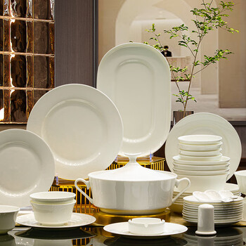 Guanpu bowl household 2025 new high-looking jingdezhen bone china tableware set pure white underglaze color high-temperature ceramic dishes