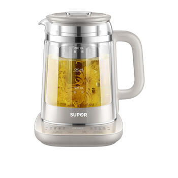 Supor health kettle tea kettle tea kettle thickened glass multifunctional kettle electric kettle electric kettle flower tea kettle cashmere gold supermarket same model sw-15y20 1.5l