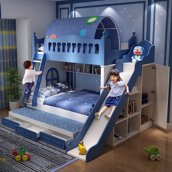 Fancychic high and low bed children's bed bunk bed boy with slide small apartment multifunctional triplet bed main picture 1200mm*1900mm