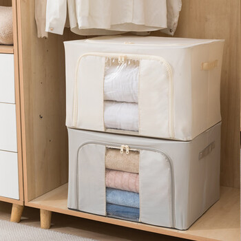 Baiyite oxford fabric storage box clothes storage box quilt box toy storage box hundreds of boxes folding storage box gray 66l 3 pieces