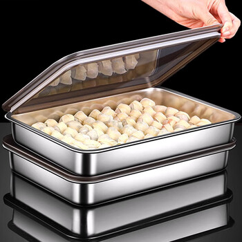Artisan time 2025 new 304 stainless steel frozen dumpling box home refrigerator special quick-frozen storage box wonton tray 304 stainless steel dumpling freezing box small size