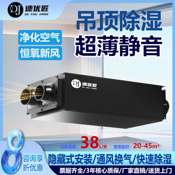 Deyoujiang ultra-thin silent ceiling dehumidifier for household large flat-floor villa basement air purification southern warming moisture-proof mildew and defogging 38l/day 20-45 -dydb type