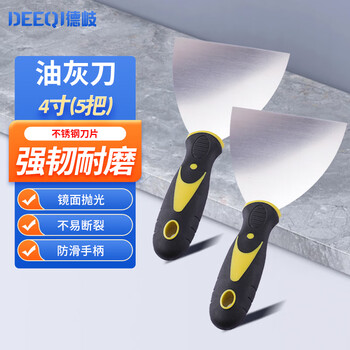 Deqi putty knife stainless steel cement scraper scraper putty tool 4 inches (5 pieces)