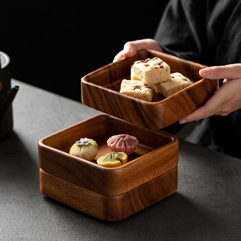 Fan yejia japanese-style walnut square tray solid wood snacks wooden tray tea snacks candy nuts fruit dried fruit storage box new year