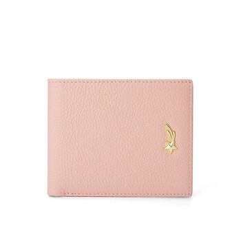 Scarecrow wallet women's new genuine leather niche wallet women's cowhide simple wallet coin purse girls card holder pink-horizontal a