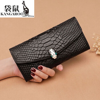 Kangaroo wallet women's long style 2025 new trendy network niche design women's wallet card bag clutch bag women's wallet wallet bag valentine's day birthday gift gift box black