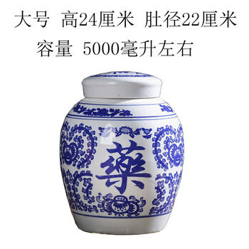 Fancychic ceramic chinese medicine jar chinese herbal medicine jar chinese medicine powder jar ceramic sealed jar blue and white porcelain storage jar with lid medicinal large size
