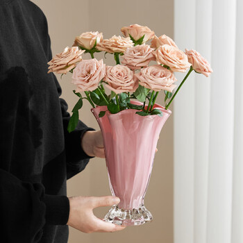 Fan ye's french candy-colored vase, high-end decoration, living room, internet celebrity glass flower vessel, dining table, water-raised flower arrangement art decoration