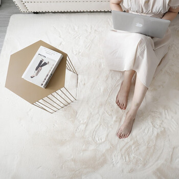 Budis living room carpet bedroom carpet imitation rabbit hair long hair customizable sofa coffee table bedside blanket solid color rabbit hair off-white imitation rabbit hair 50*160cm long hair