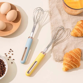 Guofeng stainless steel egg beater manual stirring stick household cream whipper egg pumping egg stirring artifact baking tool milk sky blue stainless steel egg beater