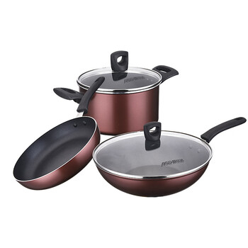 Asd non-stick three-piece set (wok, soup pot, frying pan) se03ctj household open flame induction cooker universal se03ctj 3-piece set