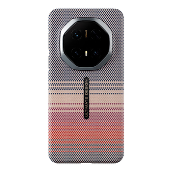 80% new conga suitable for huawei mate70rs mobile phone case kevlar aramid fiber protective cover all-inclusive ultra-thin hard shell anti-fall heat dissipation sunset red magnetic thin metal ring fire