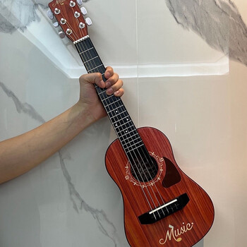 Scuru beginner ukulele entry-level guitar novice simulation children's toy internet celebrity junior high school students can play 69cm 6-wire guitar piano strings imitation mahogany color