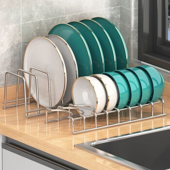 Meikejie stainless steel dish storage rack kitchen dishware drain basket thick hard steel 8-grid dish rack + 8-grid bowl