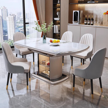 Slate dining table with square and round functions, telescopic, variable round storage, modern, simple, light luxury, small family dining table, thickened wear-resistant slate, single table, 1.2m, thickened slate 12mm