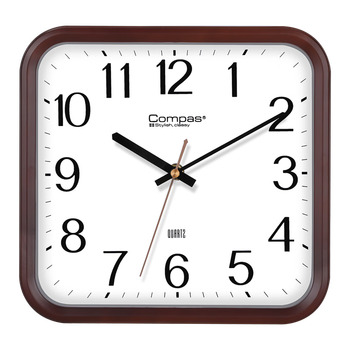 Combas wall clock square atmospheric wall-mounted square quartz clock living room home office calendar clock hanging 2548 oak (25*25cm)