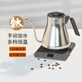 Bujuetang pure titanium hand-brewed coffee pot intelligent constant temperature electric kettle home kettle kung fu tea and coffee kettle slender mouth space gray 1l