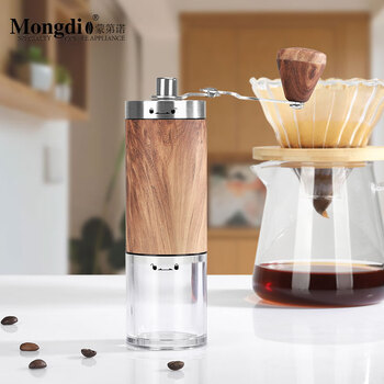 Mongdio bean grinder hand-cranked coffee bean grinder portable small grinder wood grain hand-cranked bean grinder ceramic grinding core