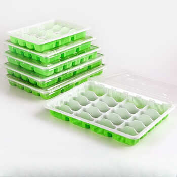Jiaside disposable dumpling box special raw and cooked dumpling box takeaway packing box commercial compartment quick frozen storage box 1 layer 20 compartments green and white dumpling box 10 sets