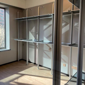 He jiagong aluminum alloy metal column wardrobe glass laminate cloakroom custom wardrobe minimalist light luxury walk-in modern single hardware does not contain glass