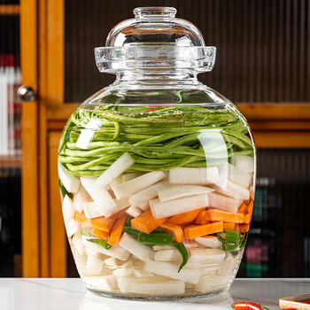 Kangzhiban pickle jar glass jar sealed pickle jar thickened pickle jar pickle jar kitchen storage utensils thickened with brush + clip 15 catties