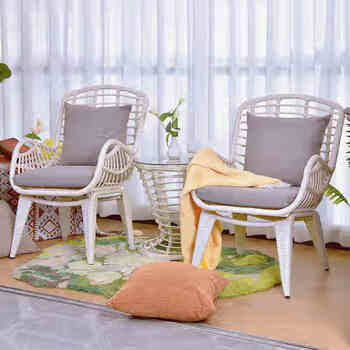 Purpleleaff rattan chair three-piece set simple coffee table chair iron reading home table and chair combination balcony leisure chair 1