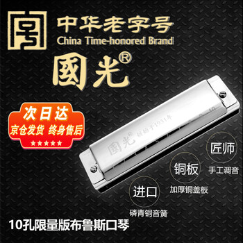 Guoguang gg10a-8 10-hole limited edition blues harmonica in c (silver, resin box)