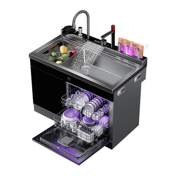 Kezitu japanese rain curtain integrated sink dishwasher 14 sets xc-09pro no residual water layered washing 1050mm hydrogen-rich water purifier model right wash