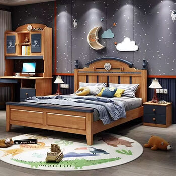 Oka star all solid wood children's bed for boys and girls teenagers single bed princess bed american water-based paint bed children's furniture bed + 10cm environmentally friendly brown mat 1350*2000 (frame style)