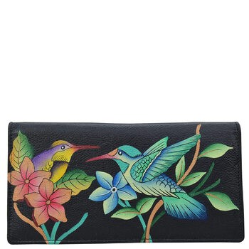 Anna by anuschka women's hand painted leather bi-fold clutch, bird of paradise black bird of paradise black one size