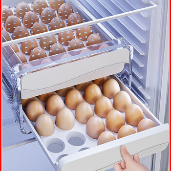 Felfial food-grade egg storage box household drawer-type crisper refrigerator special egg storage artifact 27*22*16.5cm (drawer-type double layer 40 compartments)