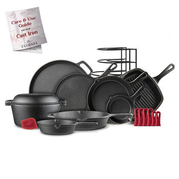 Cuisinel cast iron cookware 18piece set preseasoned 6