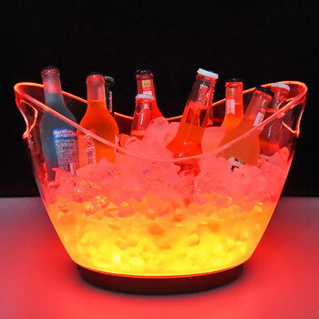 Sailotou bar commercial luminous ice bucket bar led champagne bucket colorful plastic large and small yuanbao v ice bucket colorful gradient 12 liter rechargeable model can hold 20 pieces