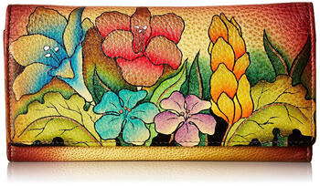 Anna by anuschka hand-painted genuine leather women's wallet mediterranean garden style 12 card slots multi-folding mediterranean garden one size