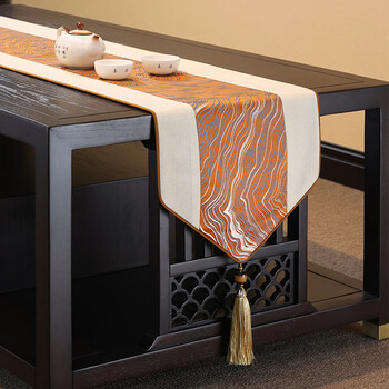 Sailotou new chinese zen table flag table cloth dining table tv cabinet tea table tea table tea seat light luxury tea flag tea table high-end pad cloth orange pengcheng wanli 33*210cm suitable for table length 1.5-1.7 meters