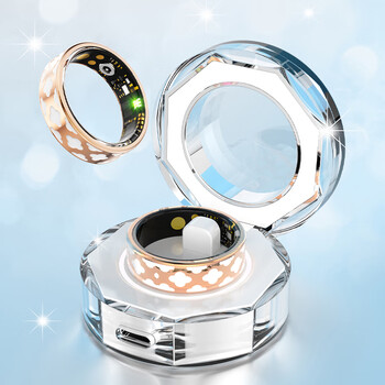 Xiaomi core same style smart ring fashionable health monitoring ring sleep blood oxygen blood pressure heart rate ip68 multi-function standard set (crystal charging compartment) 8