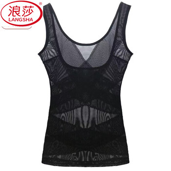 Langsha 1/2 piece thin shapewear women's body shaping tummy control garment postpartum waist and chest corset vest underwear black 2xl 120-140 catties