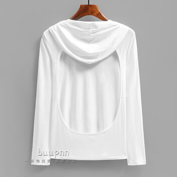 Bibo hooded back-bather special clothing for sunbathing in the dog days of summer to nourish yang and sun protection. head cover neck long-sleeved hooded top. white l. recommended 108-120 catties.