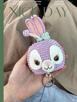 Yunpo korean version of cute cotton wool pull-out knitted cartoon car keychain accessories pendant retro knitted cat key bag lulu rabbit