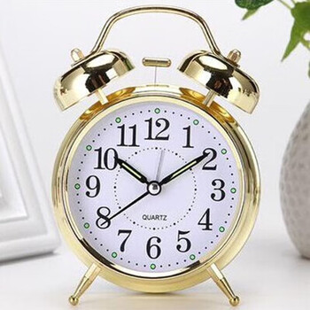 Dezhili super loud ringing alarm clock for lazy households with difficulty getting up bedside quiet alarm clock student night light metal alarm clock super loud ringing alarm clock - 4 inch gold