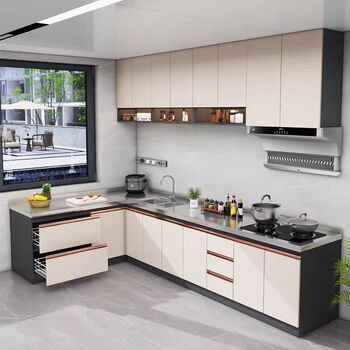 Runhuanian honeycomb aluminum cabinet stainless steel stove cabinet integrated storage aluminum full kitchen cabinet overall simple rental main image 70cm (shipment complete)